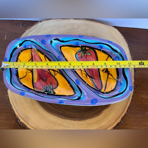 Kelly Jo Kuchar 4 PC Chip & Dip Set. Handpainted Handmade in Mexico. Signed. - Picture 11 of 16
